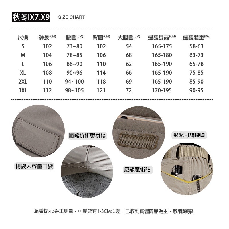 秋冬款 工作褲 工裝褲 耐磨工作褲 ix7 ix9 多口袋工作褲 多口袋戰術褲 大尺碼 多口袋休閒褲 大口袋工作褲-細節圖6