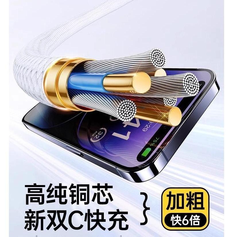 60W 蘋果 iPhone 15 16 Pro max 車載投屏 Type C To Type C 充電線 快充線 PD-細節圖6