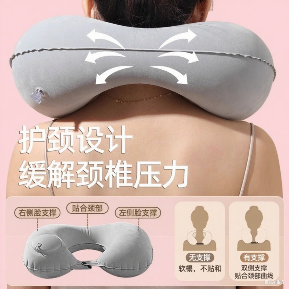 充氣頸枕 飛機枕 旅行枕 午睡枕 飛機枕頭 飛機頸枕 旅行枕頭 充氣枕頭 U型枕 充氣枕 脖子枕頭 護頸枕 頭枕 頸枕-細節圖4