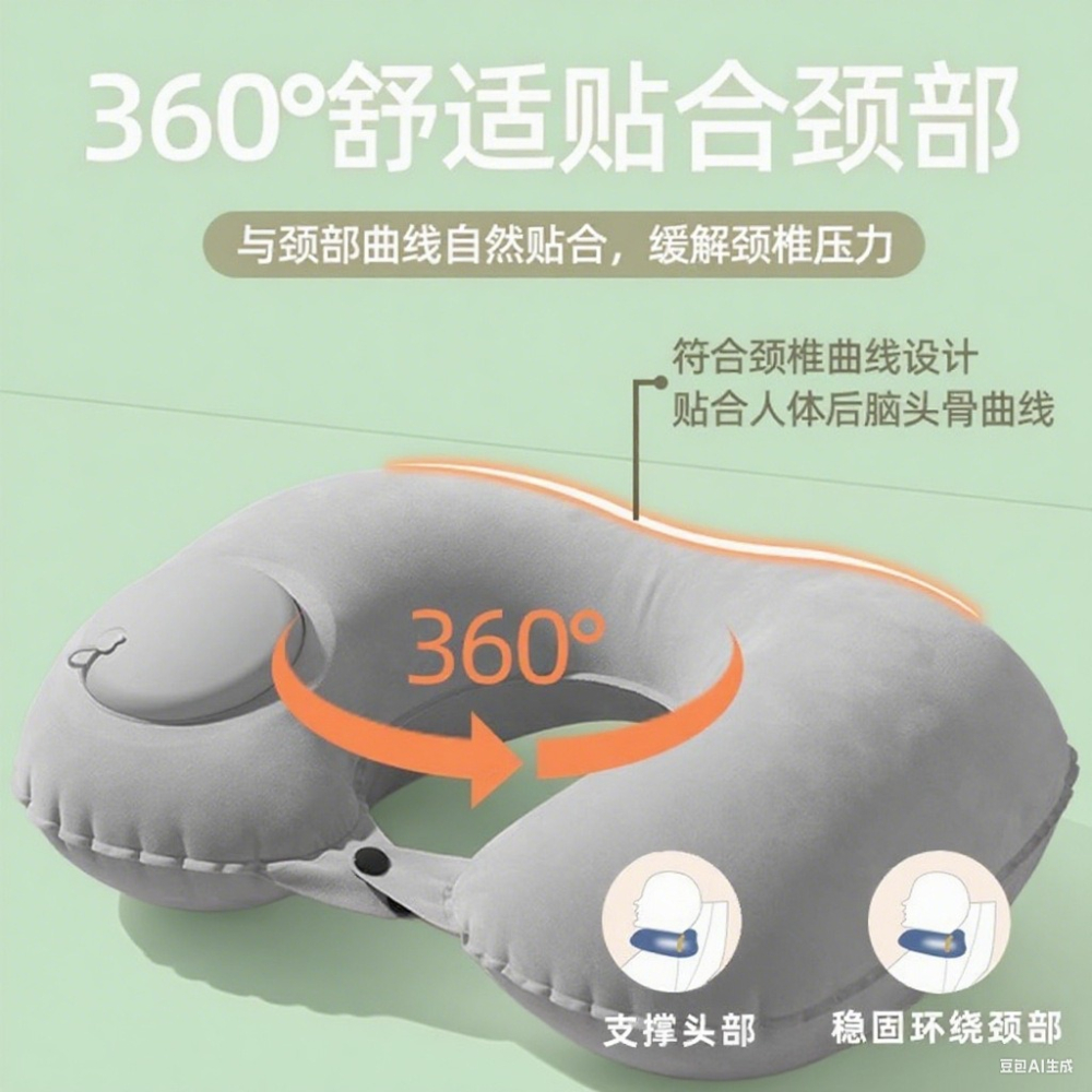 充氣頸枕 飛機枕 旅行枕 午睡枕 飛機枕頭 飛機頸枕 旅行枕頭 充氣枕頭 U型枕 充氣枕 脖子枕頭 護頸枕 頭枕 頸枕-細節圖5