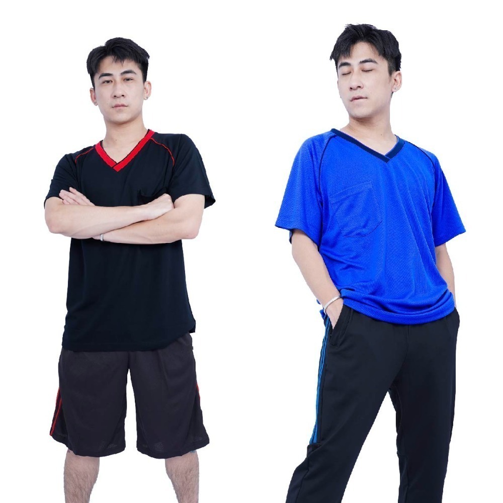 【台灣製】男排汗衫 排汗短袖上衣 V領運動休閒上衣 120公斤 大尺碼 吸濕排汗衣 涼感速乾衣 口袋短袖 男生衣著 高森-細節圖9