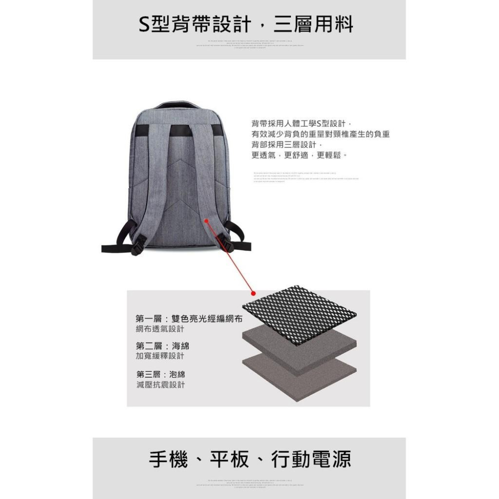 14-17吋 筆電背包 雙肩背包 後背包 書包 旅行包 電腦包 內膽包 筆記型電腦包 平板電腦包 雙肩包-細節圖4