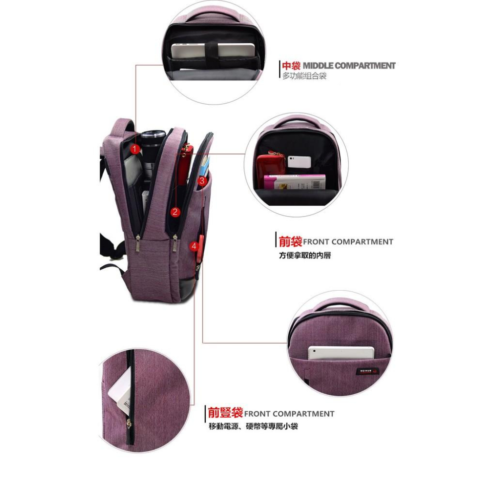14-17吋 筆電背包 雙肩背包 後背包 書包 旅行包 電腦包 內膽包 筆記型電腦包 平板電腦包 雙肩包-細節圖7