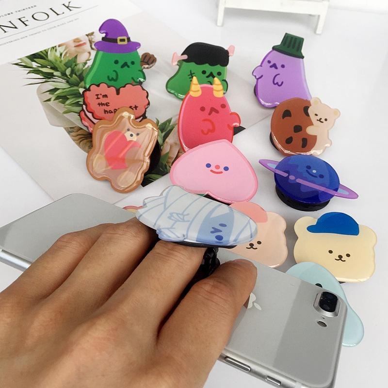 【可愛卡通支架】智慧手機專用 日韓 立體 支架 氣囊 折疊粘貼式 平板支架 手機防滑 懶人支架 追劇 適用 i13-細節圖5