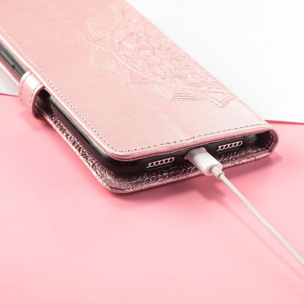 【純色壓花曼陀羅】適用 蘋果 iPhone13 Pro Max 13 mini 翻蓋式 磁扣 掛繩 支架 皮套 保護套-細節圖7