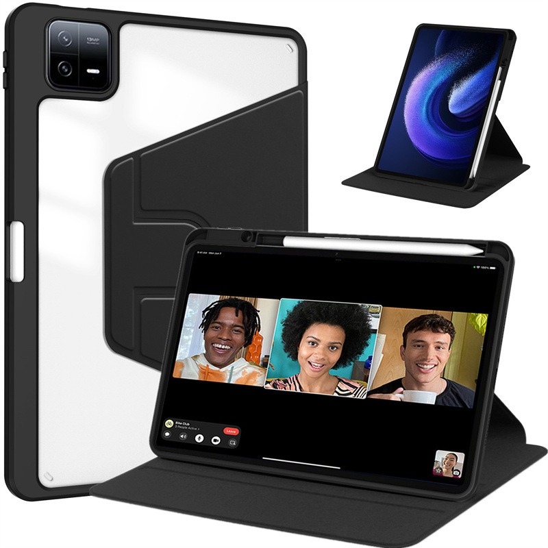 【透明旋轉套】帶筆槽 適用 Xiaomi Pad 7 小米平板7 Pro 保護套 皮套 支架 站立 休眠 透明殼 保護殼-細節圖2