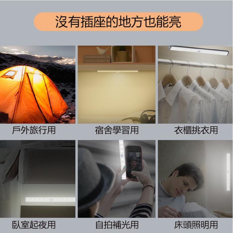 【現貨秒發🥇免運】磁吸感應燈 人體 LED 燈條 暖光 白光 USB充電 智能LED感應燈 小夜燈 走廊燈 櫥櫃燈-細節圖6