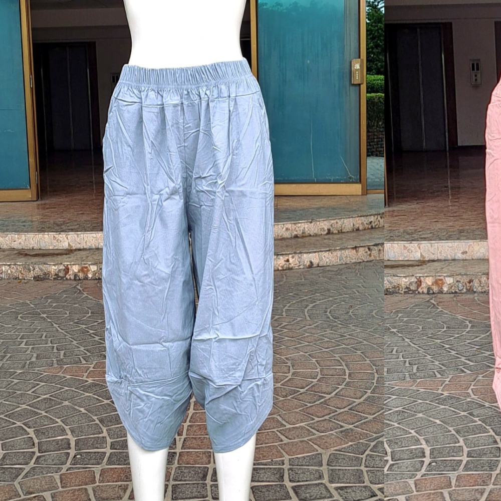 涼感七分褲高腰伸縮褲頭超彈力涼感褲，前二口袋。-規格圖2