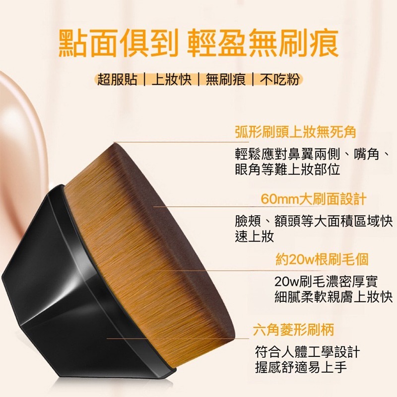 全館免運✨天天出貨 55號魔術粉底刷附收納盒 粉底刷 遮瑕刷 小紅書同款 20萬根刷毛 大接觸面積 無痕底妝 化妝刷-細節圖2