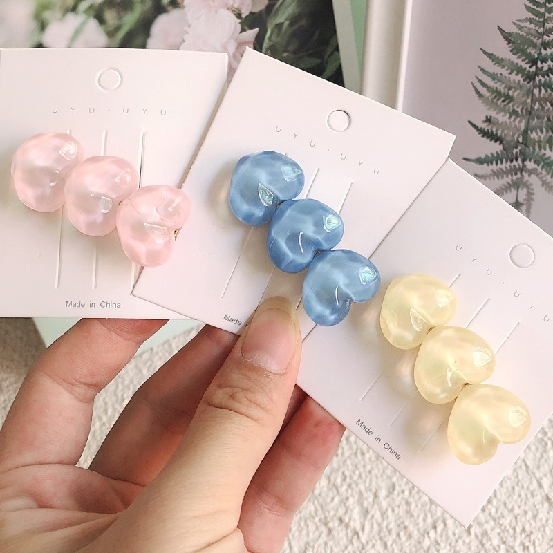 全館免運✨天天出貨 多巴胺水波紋愛心髮夾 甜美少女果凍水波紋愛心髮夾 糖果色心形瀏海夾 邊夾 小紅書同款-細節圖2