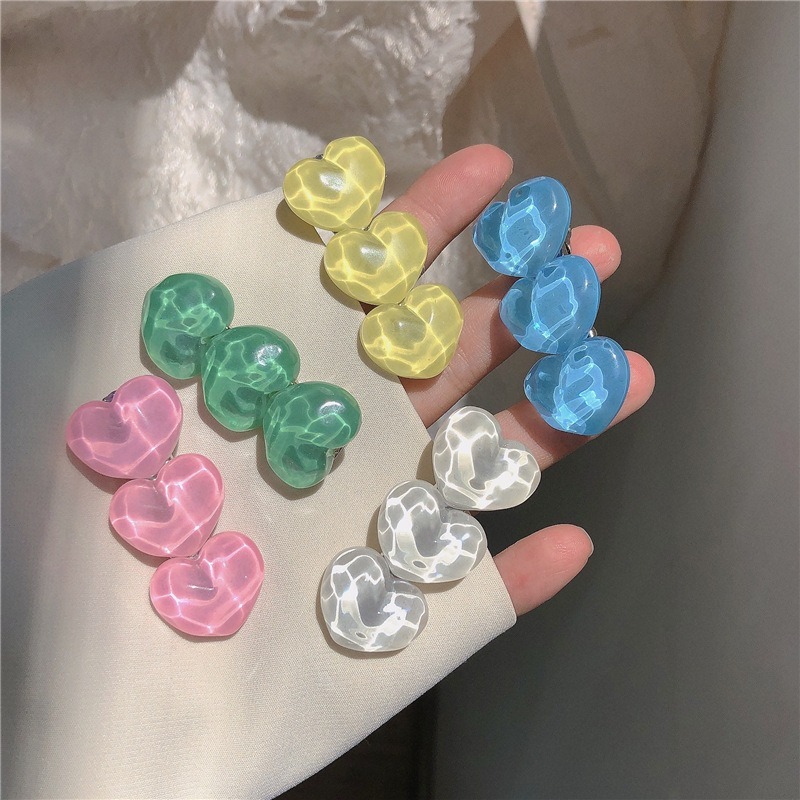 全館免運✨天天出貨 多巴胺水波紋愛心髮夾 甜美少女果凍水波紋愛心髮夾 糖果色心形瀏海夾 邊夾 小紅書同款-細節圖4