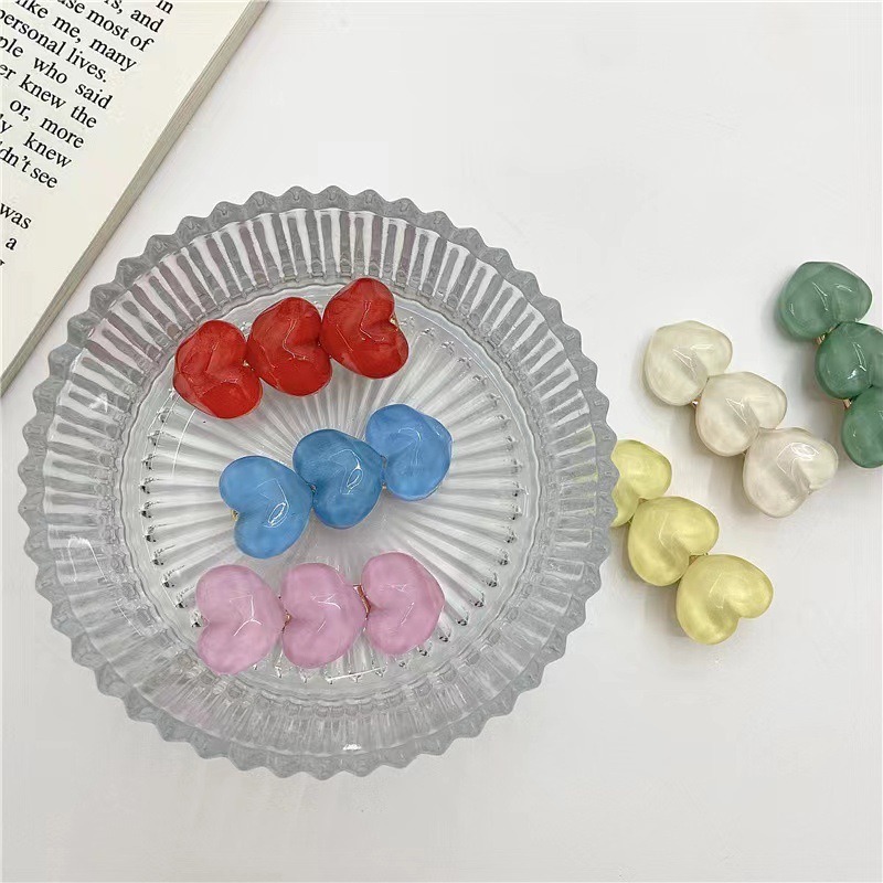 全館免運✨天天出貨 多巴胺水波紋愛心髮夾 甜美少女果凍水波紋愛心髮夾 糖果色心形瀏海夾 邊夾 小紅書同款-細節圖6