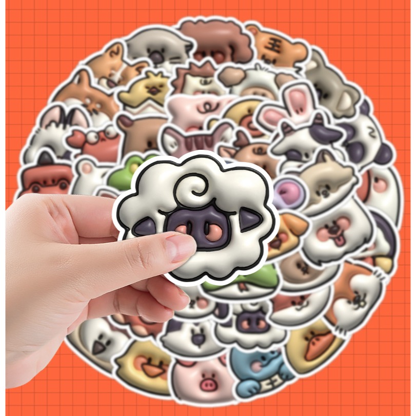 全館免運✨新款現貨 3D動物塗鴉防水貼紙 不重複50張可重複貼黏 手機貼紙 動漫塗鴉貼紙 行李箱筆記本電腦吉他手帳水杯-細節圖2