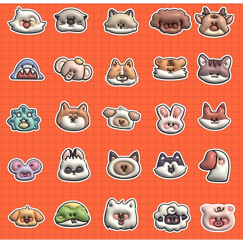 全館免運✨新款現貨 3D動物塗鴉防水貼紙 不重複50張可重複貼黏 手機貼紙 動漫塗鴉貼紙 行李箱筆記本電腦吉他手帳水杯-細節圖3