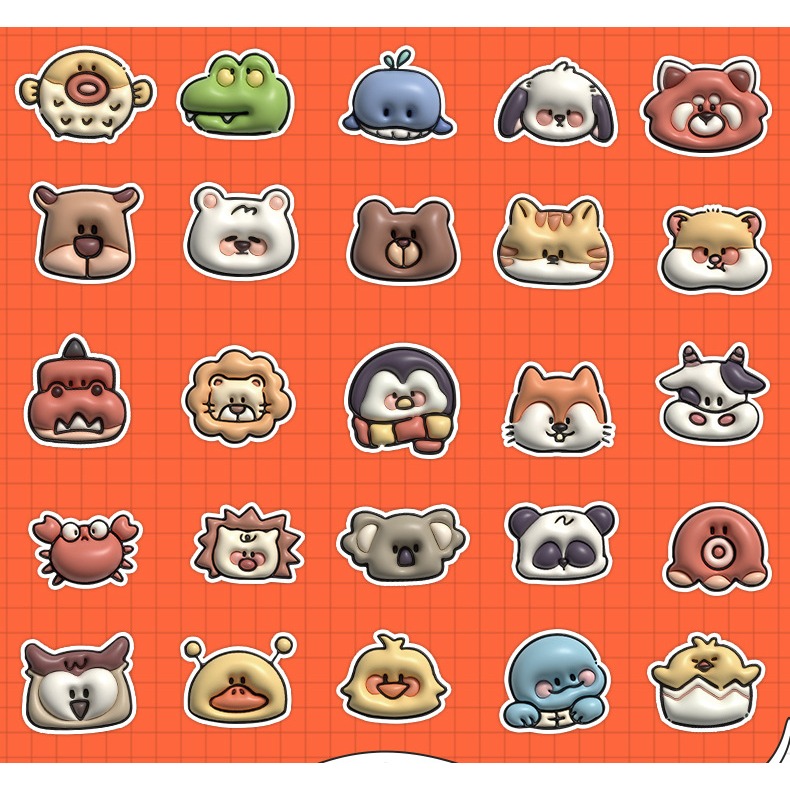 全館免運✨新款現貨 3D動物塗鴉防水貼紙 不重複50張可重複貼黏 手機貼紙 動漫塗鴉貼紙 行李箱筆記本電腦吉他手帳水杯-細節圖4