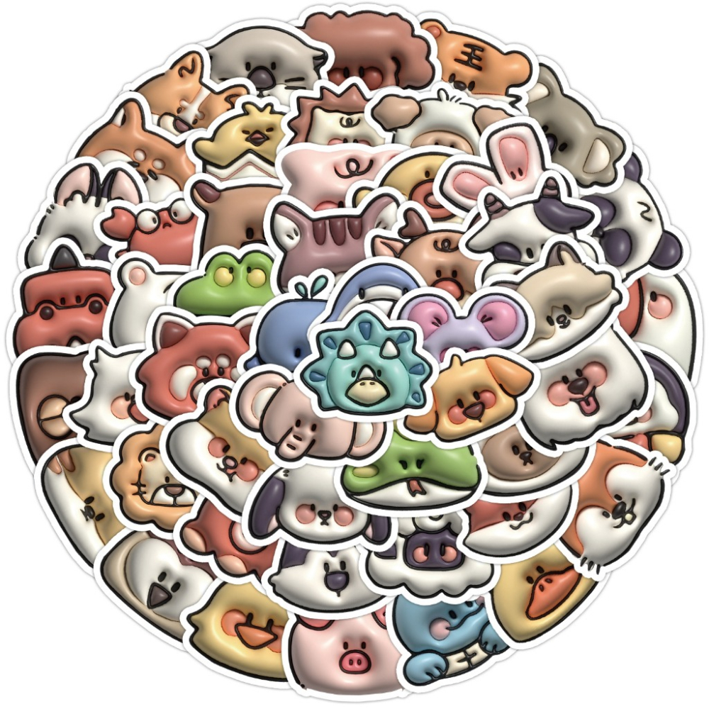 全館免運✨新款現貨 3D動物塗鴉防水貼紙 不重複50張可重複貼黏 手機貼紙 動漫塗鴉貼紙 行李箱筆記本電腦吉他手帳水杯-細節圖5