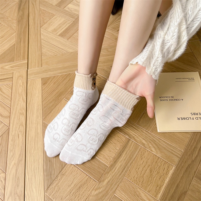 台灣出貨✨現貨 襪子 白襪子 可愛造型碎花短襪 透氣 白色襪子 學生襪 透氣吸汗 透氣防汗 少女襪 船型襪 日系女襪百搭-細節圖9