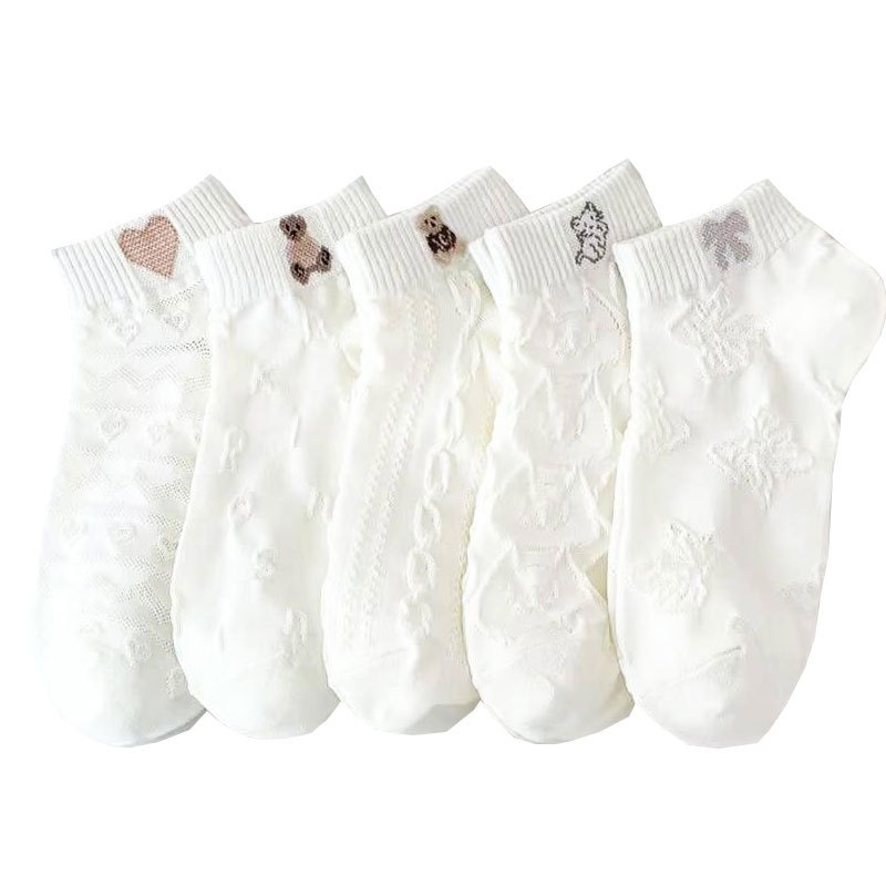 台灣出貨✨現貨 襪子 白襪子 可愛造型碎花短襪 透氣 白色襪子 學生襪 透氣吸汗 透氣防汗 少女襪 船型襪 日系女襪百搭-細節圖11