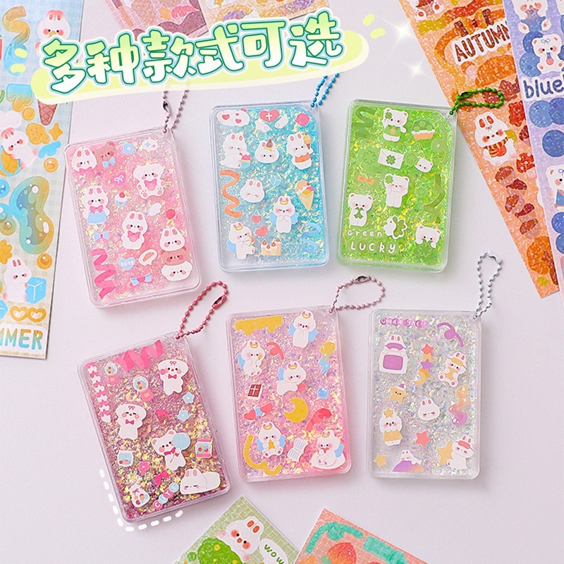 台灣出貨✨現貨 創意流沙入油咕盤不包貼紙 透明流沙咕卡磚 咕卡盤 DIY素材 鑰匙扣裝飾吊飾 磁吸相框 亞克力 咕卡-細節圖5