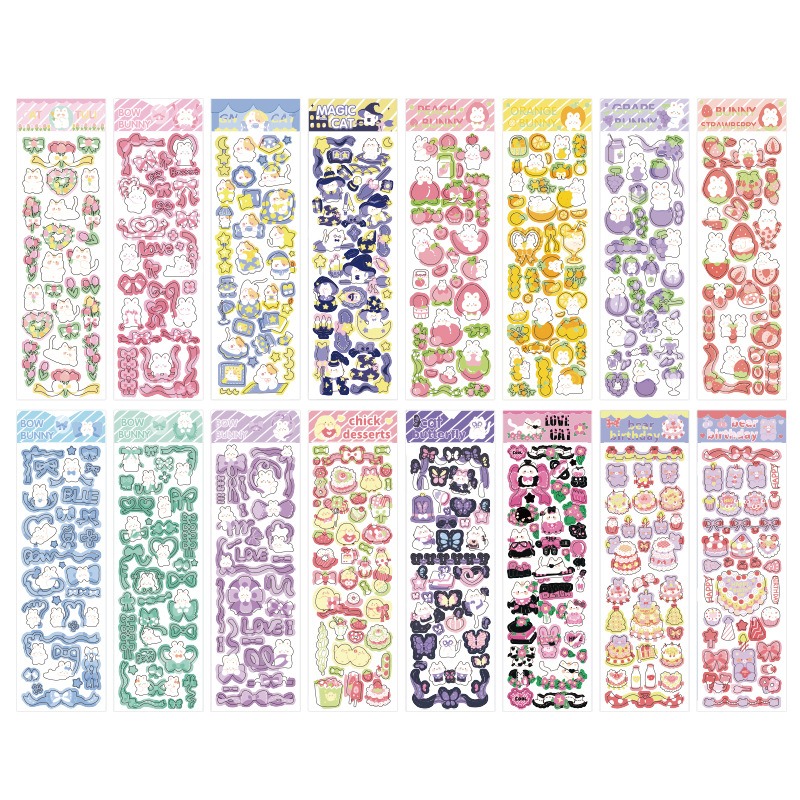 台灣出貨✨現貨 咕卡貼紙 可愛兔子系列咕卡貼纸 聯排膠帶試吃貼紙 多多醬彩虹系列 手賬膠帶 鐳射咕卡貼紙特油膠帶 膠帶-細節圖4