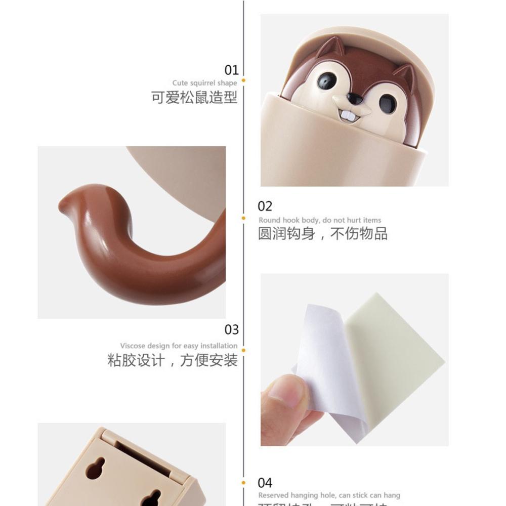 台灣出貨✨現貨 掛勾 松鼠掛勾 勾掛鉤 掛鈎 鑰匙掛勾 門掛鉤 掛衣鉤 無痕掛勾牆壁掛鉤 進門衣服掛鈎 玄關浴室 可愛-細節圖2