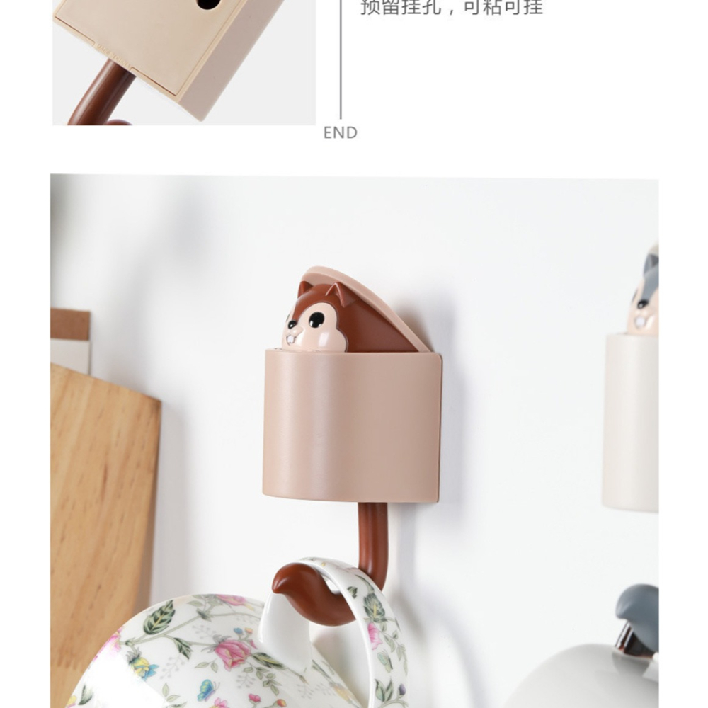 台灣出貨✨現貨 掛勾 松鼠掛勾 勾掛鉤 掛鈎 鑰匙掛勾 門掛鉤 掛衣鉤 無痕掛勾牆壁掛鉤 進門衣服掛鈎 玄關浴室 可愛-細節圖3