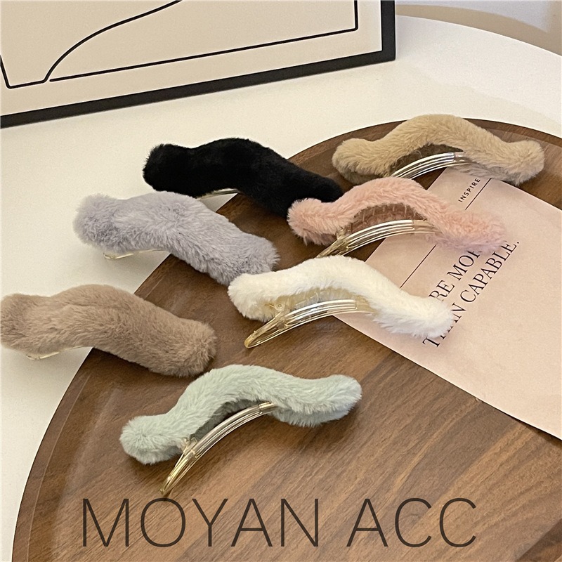 台灣出貨✨現貨 大號毛茸茸髮夾 仿兔毛 毛毛鯊魚夾 鴨嘴夾 髮夾 BB夾 韓國新款 趙露思同款 公主頭 側邊夾 髮飾-細節圖5