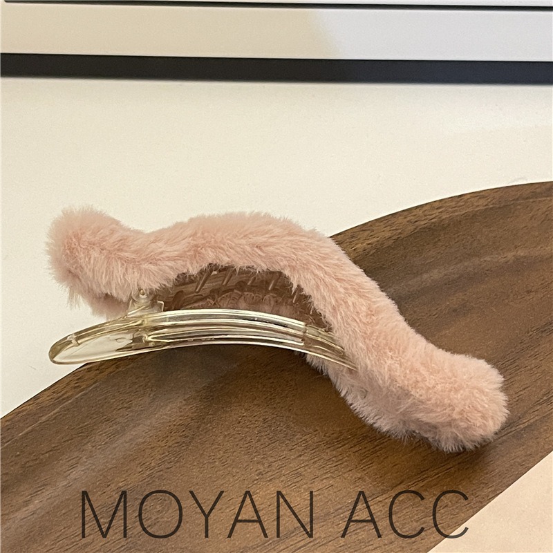 台灣出貨✨現貨 大號毛茸茸髮夾 仿兔毛 毛毛鯊魚夾 鴨嘴夾 髮夾 BB夾 韓國新款 趙露思同款 公主頭 側邊夾 髮飾-細節圖6