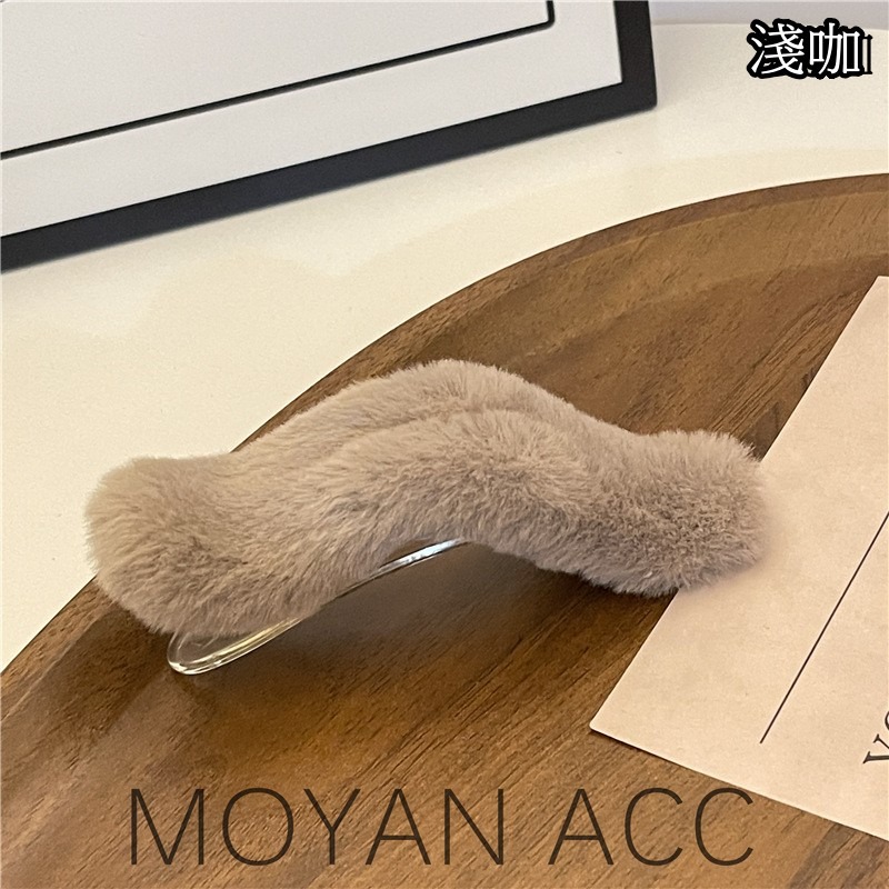 台灣出貨✨現貨 大號毛茸茸髮夾 仿兔毛 毛毛鯊魚夾 鴨嘴夾 髮夾 BB夾 韓國新款 趙露思同款 公主頭 側邊夾 髮飾-細節圖9