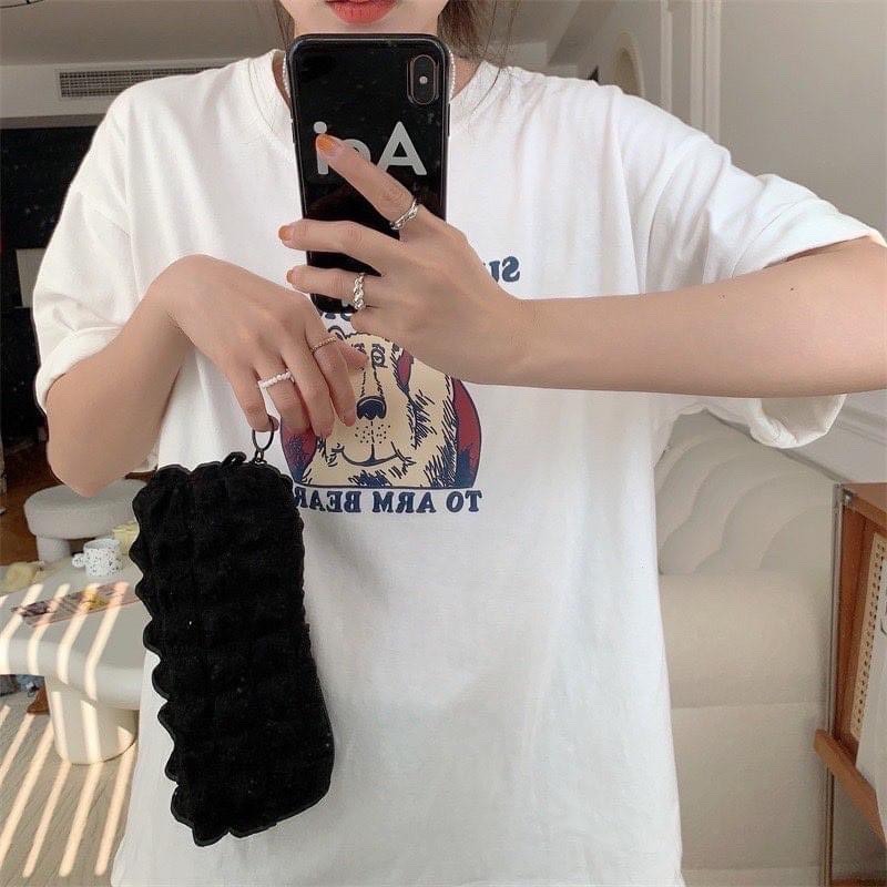 台灣出貨✨現貨 奶油泡芙筆袋 小紅書同款 ins高品質軟 馬卡龍甜美學生鉛筆文具盒 大容量化妝包 收納包 韓版爆款-細節圖3