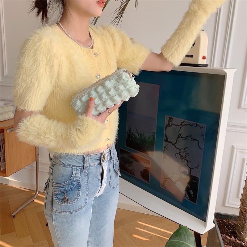 台灣出貨✨現貨 奶油泡芙筆袋 小紅書同款 ins高品質軟 馬卡龍甜美學生鉛筆文具盒 大容量化妝包 收納包 韓版爆款-細節圖4