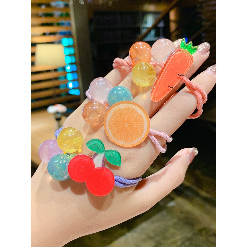 台灣出貨✨現貨 可愛水果髮圈 網紅ins 韓版 草莓髮圈 韓國橡皮筋 兒童甜美髮飾 多巴胺髮飾 小紅書同款 髮束 髮飾-細節圖5