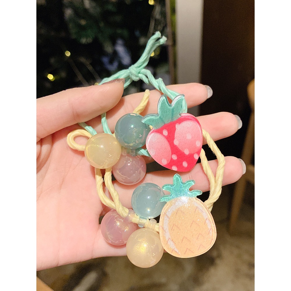 台灣出貨✨現貨 可愛水果髮圈 網紅ins 韓版 草莓髮圈 韓國橡皮筋 兒童甜美髮飾 多巴胺髮飾 小紅書同款 髮束 髮飾-細節圖9