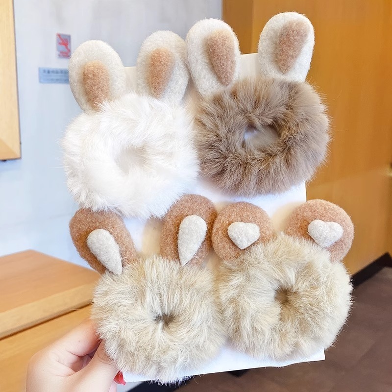 現貨 台灣 ✨ 愛心熊耳毛絨大腸圈 毛茸紮頭橡皮筋 丸子頭髮飾 毛毛髮圈 頭繩 兒童丸子頭 高彈力 不傷髮 E2017-細節圖8