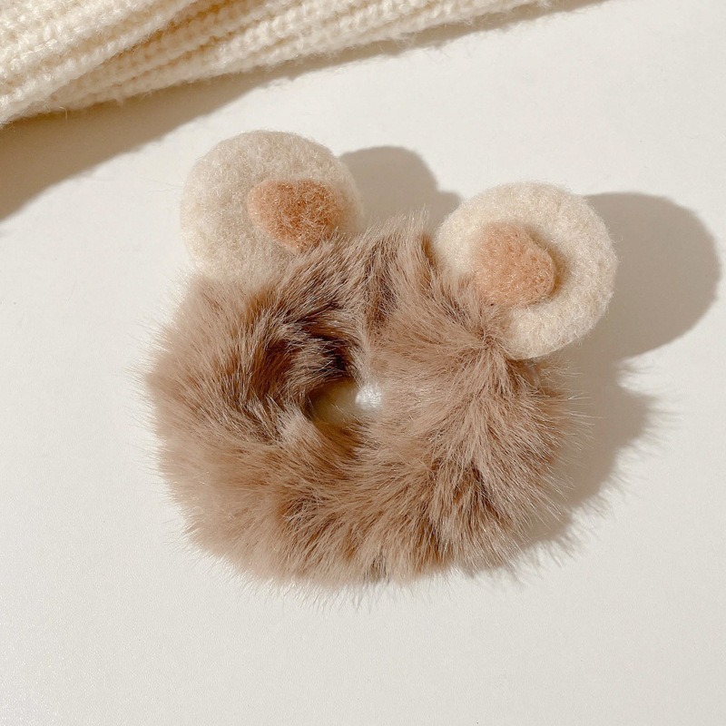 現貨 台灣 ✨ 愛心熊耳毛絨大腸圈 毛茸紮頭橡皮筋 丸子頭髮飾 毛毛髮圈 頭繩 兒童丸子頭 高彈力 不傷髮 E2017-細節圖10