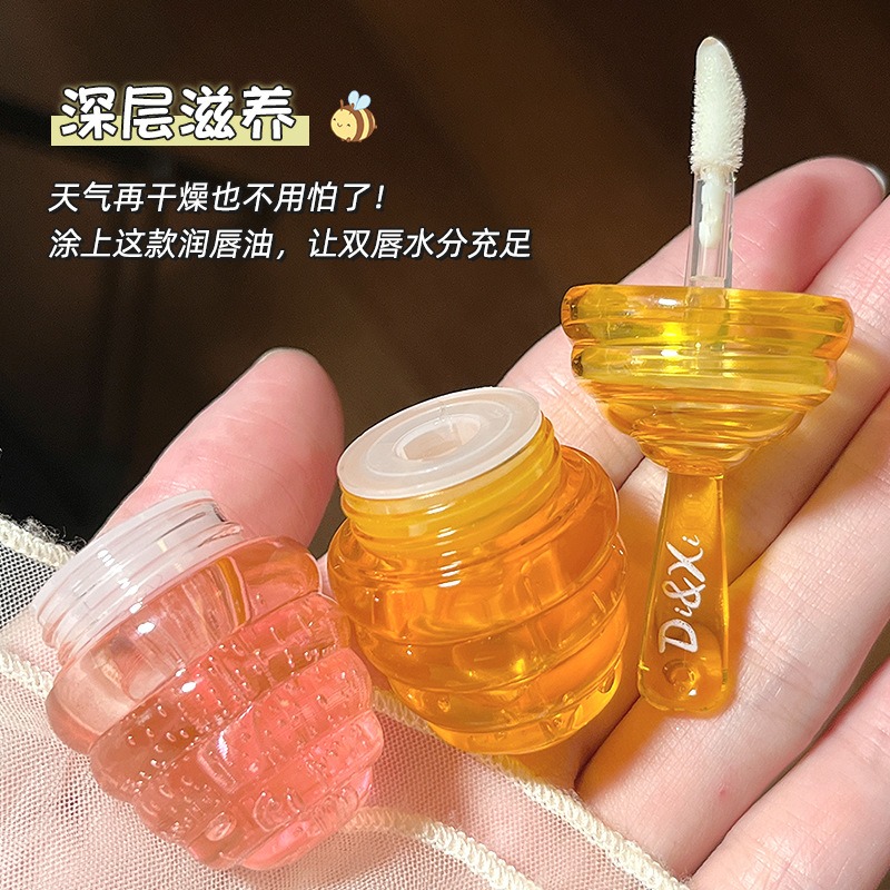 現貨 台灣 ✨ DIXI小蜜罐唇油 滋潤 淡化唇紋 蜂蜜護唇油 凡士林護唇膏 水蜜桃味 保濕 修護 方便攜帶 妝前打底-細節圖2