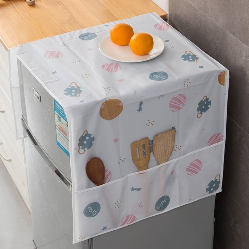 現貨 台灣 ✨防塵罩 冰箱罩 洗衣機罩 微波爐罩 收納袋 分格掛袋 防塵蓋布 防水 PEVA 材質 電器防塵罩 6分隔-細節圖2