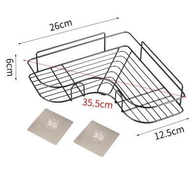 現貨 台灣 ✨ 置物架 浴室三角置物架 附強力掛勾貼片 轉角收納架 免打孔 衛浴角架 鐵藝收納架 廚房 鏤空瀝水儲物架-細節圖2