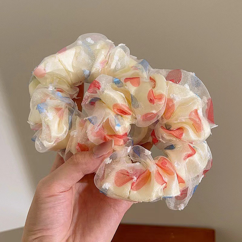現貨 台灣 ✨ 大腸圈 雙層網紗波點大腸圈 春夏新款 髮圈 髮飾 韓版 甜美 髮束 薄紗 造型髮圈 皺摺髮圈 橡皮筋-細節圖2