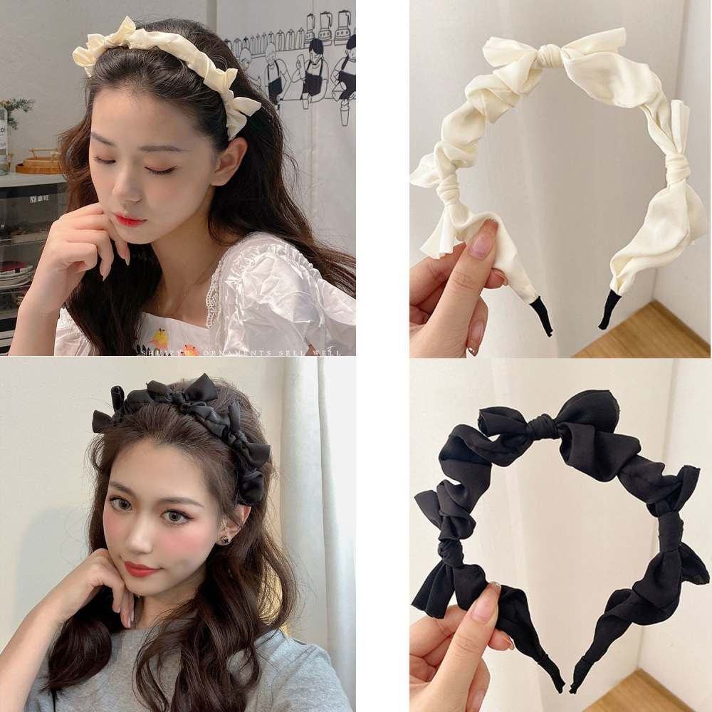 現貨 台灣 ✨蝴蝶結 髮箍 蝴蝶結褶皺髮箍 蝴蝶結髮圈 緞面 立體蝴蝶結 洗臉專用 化妝專用 髮飾 甜美氣質 造型髮-細節圖3