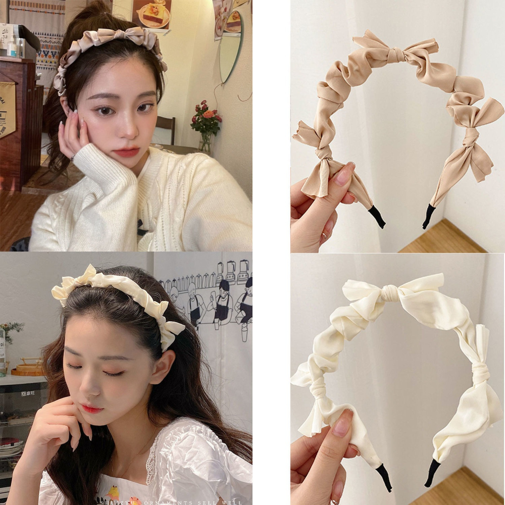 現貨 台灣 ✨蝴蝶結 髮箍 蝴蝶結褶皺髮箍 蝴蝶結髮圈 緞面 立體蝴蝶結 洗臉專用 化妝專用 髮飾 甜美氣質 造型髮-細節圖4