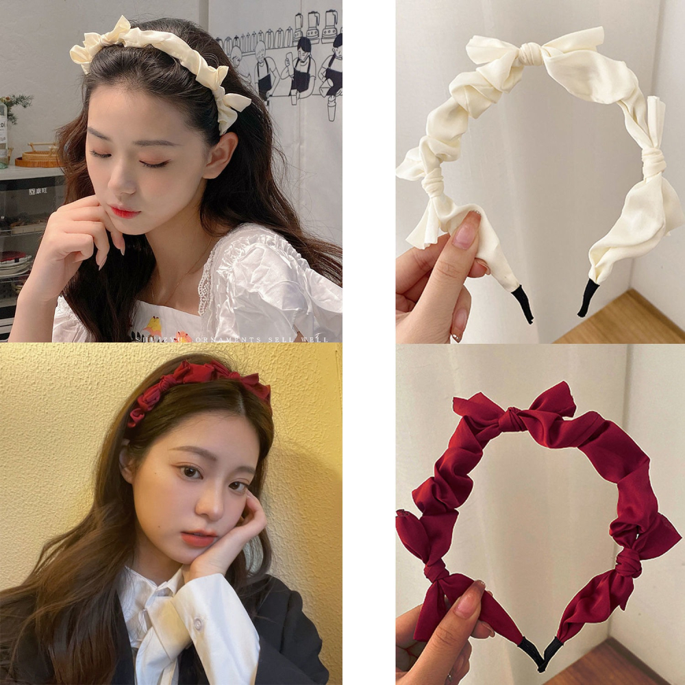 現貨 台灣 ✨蝴蝶結 髮箍 蝴蝶結褶皺髮箍 蝴蝶結髮圈 緞面 立體蝴蝶結 洗臉專用 化妝專用 髮飾 甜美氣質 造型髮-細節圖6