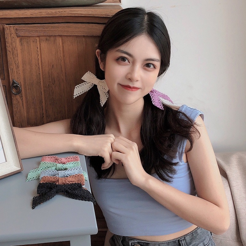 現貨 台灣 ✨ 蝴蝶結 蕾絲蝴蝶結髮夾 蕾絲蝴蝶結髮圈 髮飾 邊夾 瀏海夾 髮束 髮圈 大腸圈 蕾絲滾邊 日系髮飾 韓系-細節圖4