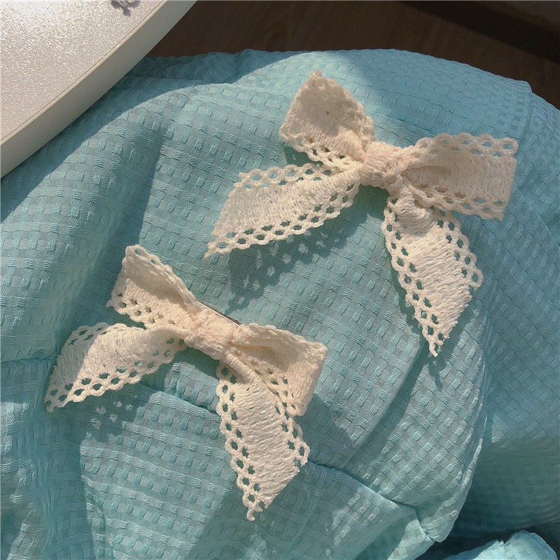 現貨 台灣 ✨ 蝴蝶結 蕾絲蝴蝶結髮夾 蕾絲蝴蝶結髮圈 髮飾 邊夾 瀏海夾 髮束 髮圈 大腸圈 蕾絲滾邊 日系髮飾 韓系-細節圖6