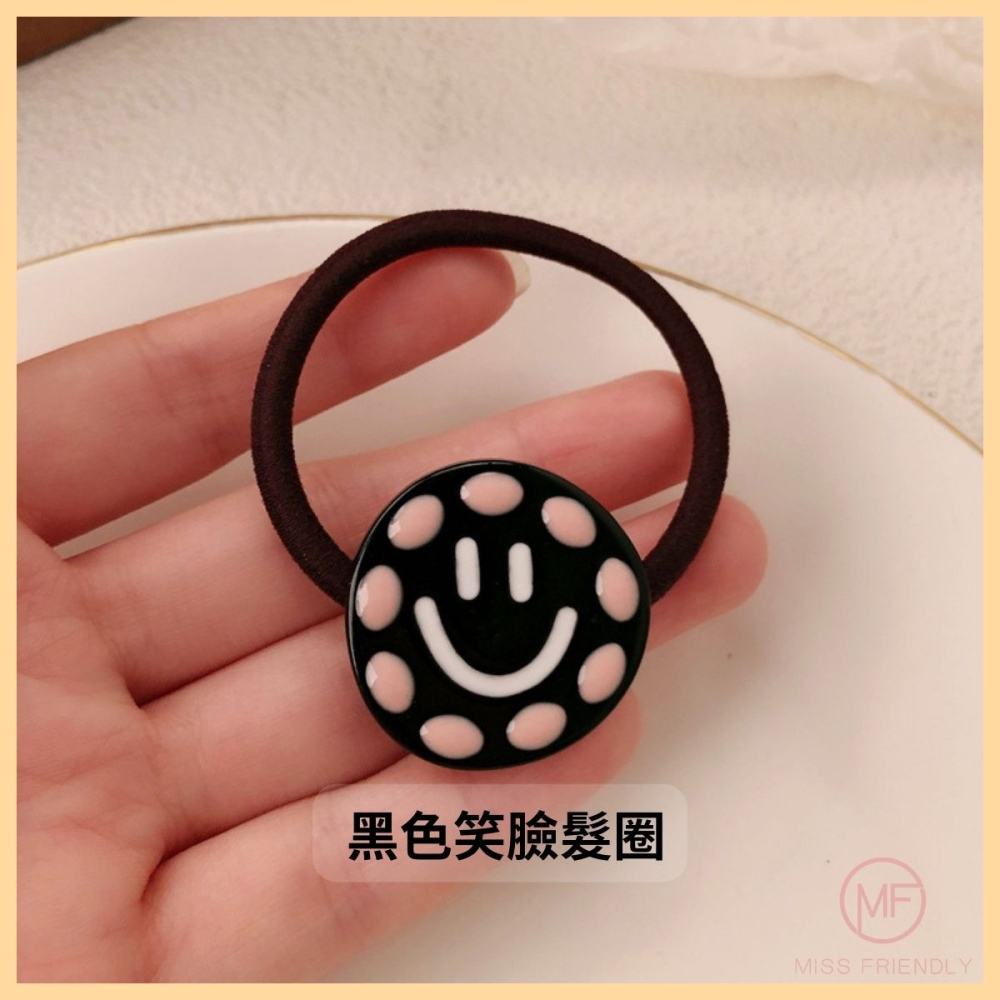 現貨 台灣 ✨ 髮圈 髮夾 笑臉 波點撞色笑臉髮飾 韓版微笑BB夾 高馬尾 丸子頭 親子同款 多巴胺 冰淇淋色 可當手鍊-細節圖9