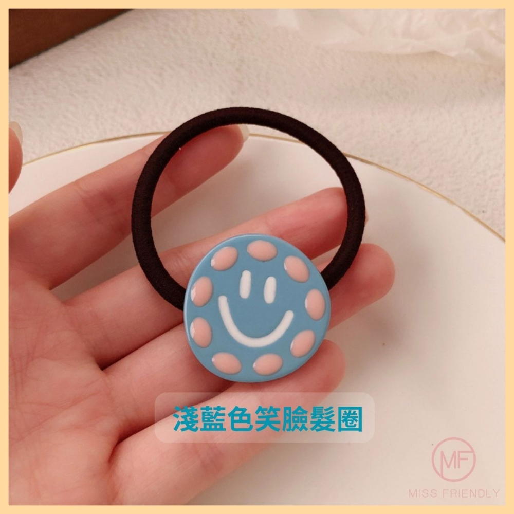 現貨 台灣 ✨ 髮圈 髮夾 笑臉 波點撞色笑臉髮飾 韓版微笑BB夾 高馬尾 丸子頭 親子同款 多巴胺 冰淇淋色 可當手鍊-細節圖10
