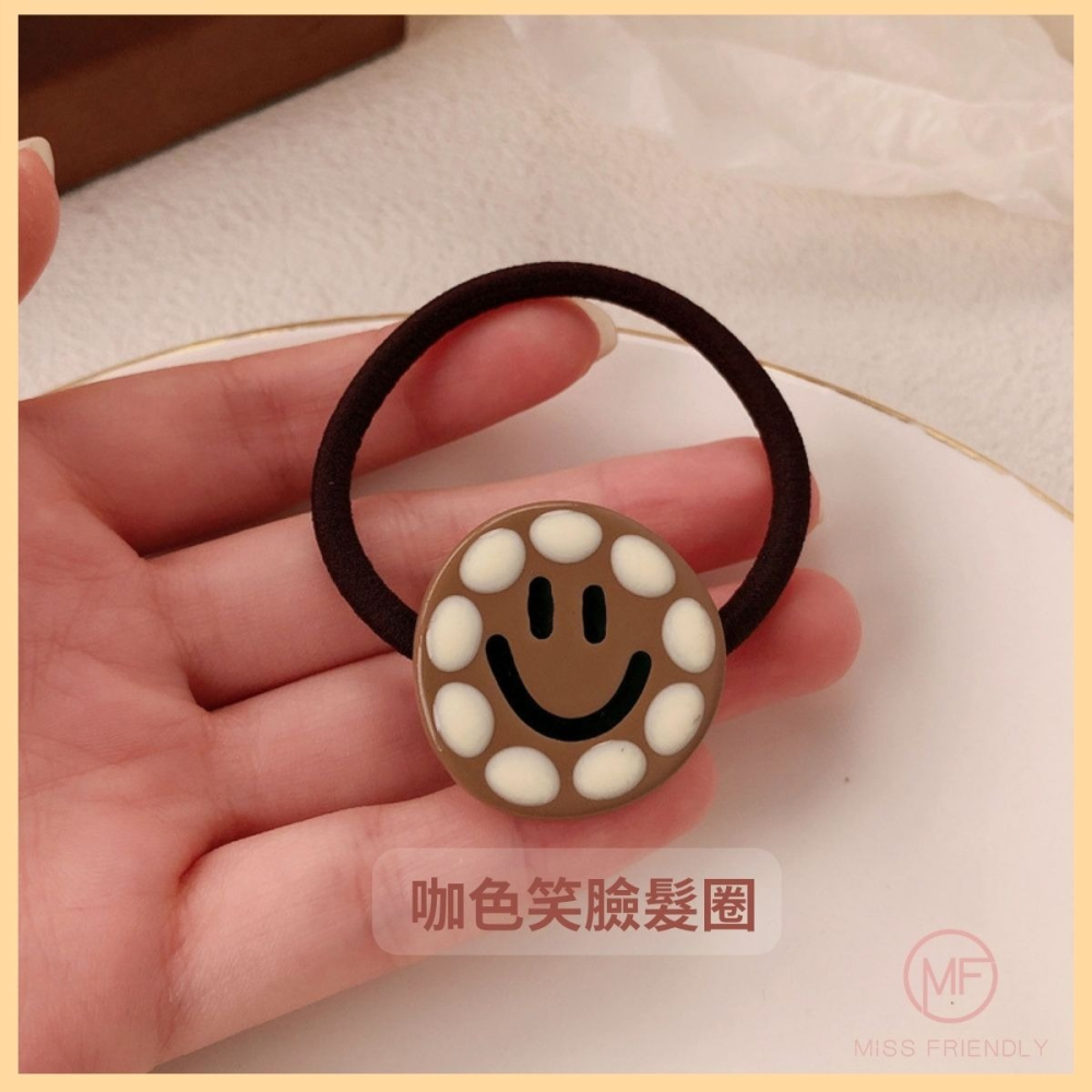 現貨 台灣 ✨ 髮圈 髮夾 笑臉 波點撞色笑臉髮飾 韓版微笑BB夾 高馬尾 丸子頭 親子同款 多巴胺 冰淇淋色 可當手鍊-細節圖11