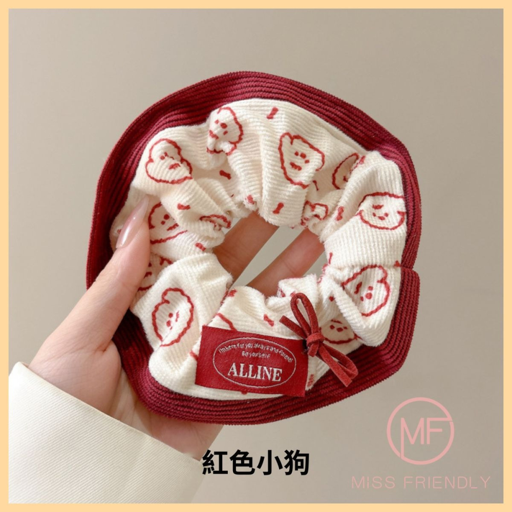 現貨 台灣 ✨ 大腸圈 秋冬新款 韓版 丸子頭 高馬尾 蝴蝶結髮圈 燈心絨大腸髮圈 可愛印花髮圈 愛心 點點 簡約百搭-細節圖6
