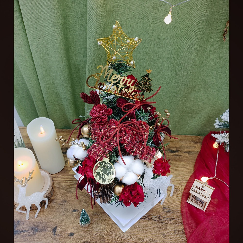 【KIRA與花花藝】聖誕獻禮．PE法式質感聖誕樹/小-聖誕紅/永生花裝飾/聖誕禮物/聖誕節/交換禮物/聖誕樹-細節圖9