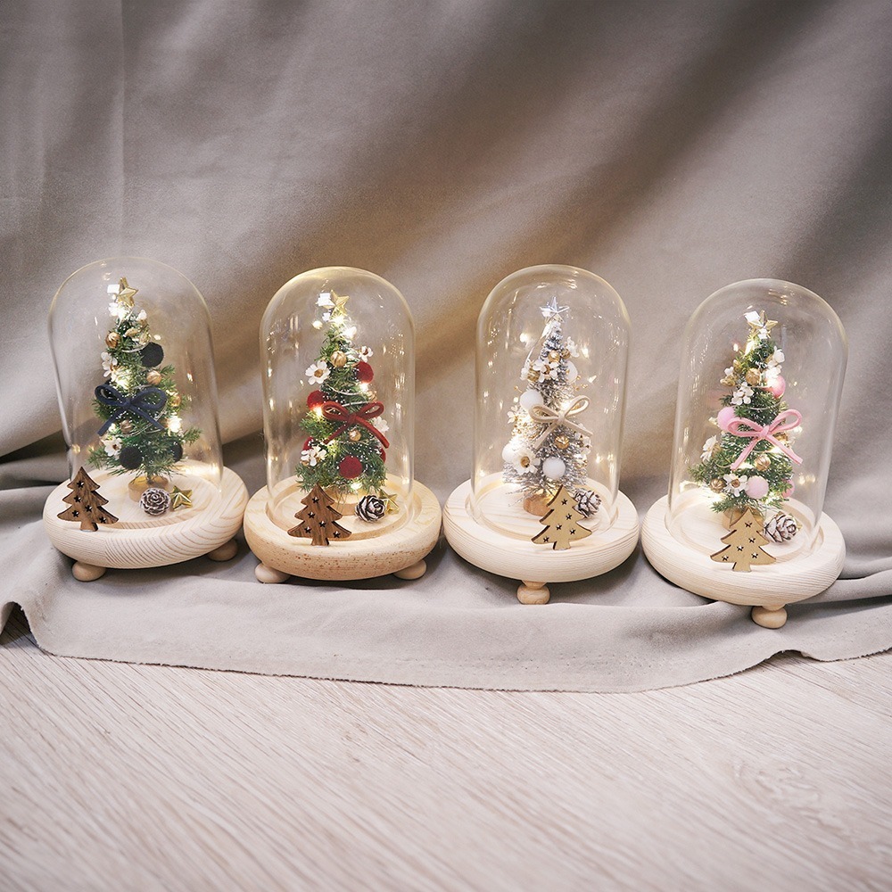 【KIRA與花花藝】聖誕獻禮．迷你永生聖誕樹LED玻璃罩小款-聖誕紅/夜燈/聖誕禮物/聖誕節/交換禮物/聖誕樹/小夜燈-細節圖7